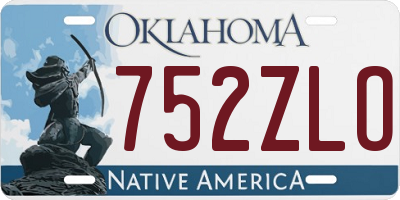 OK license plate 752ZLO