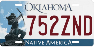 OK license plate 752ZND