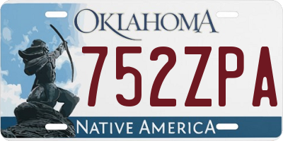 OK license plate 752ZPA