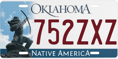 OK license plate 752ZXZ