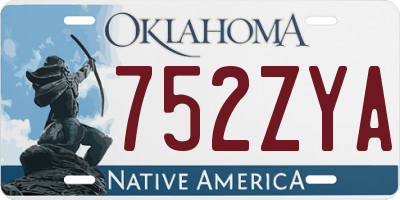 OK license plate 752ZYA