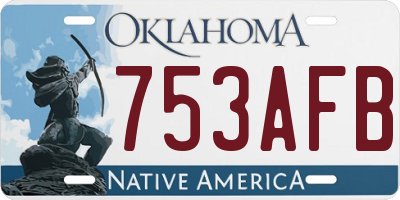 OK license plate 753AFB