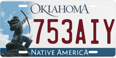 OK license plate 753AIY