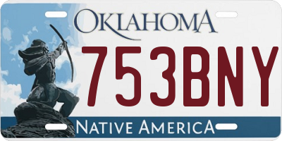OK license plate 753BNY