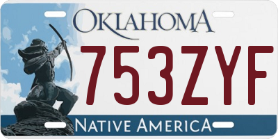 OK license plate 753ZYF