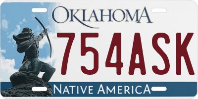 OK license plate 754ASK