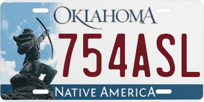 OK license plate 754ASL