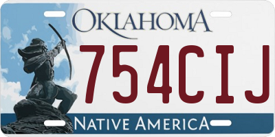 OK license plate 754CIJ