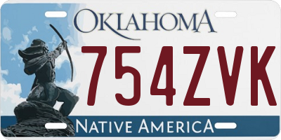 OK license plate 754ZVK