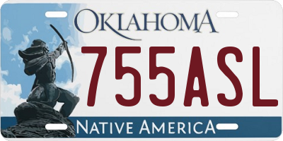 OK license plate 755ASL