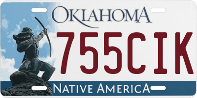 OK license plate 755CIK