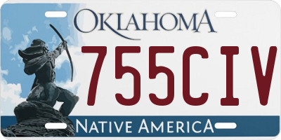 OK license plate 755CIV