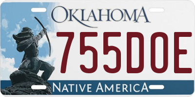 OK license plate 755DOE