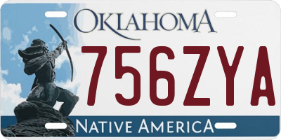 OK license plate 756ZYA