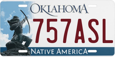 OK license plate 757ASL
