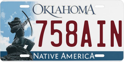 OK license plate 758AIN