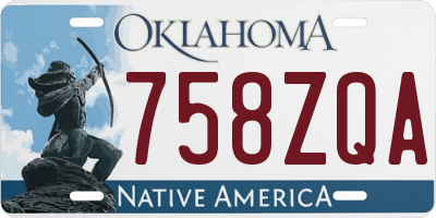 OK license plate 758ZQA