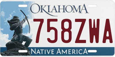 OK license plate 758ZWA