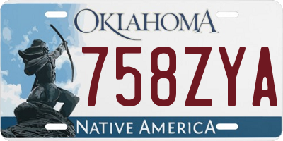 OK license plate 758ZYA