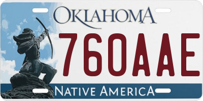 OK license plate 760AAE