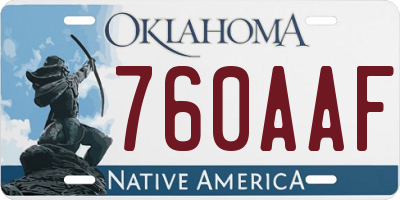 OK license plate 760AAF