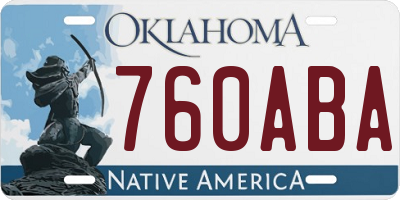 OK license plate 760ABA