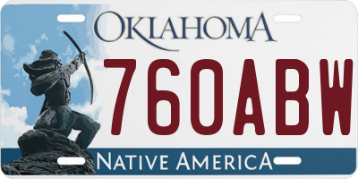 OK license plate 760ABW