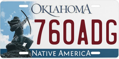 OK license plate 760ADG