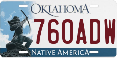 OK license plate 760ADW