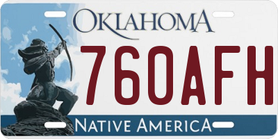 OK license plate 760AFH