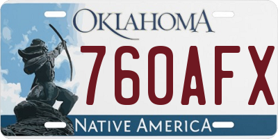 OK license plate 760AFX