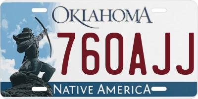 OK license plate 760AJJ