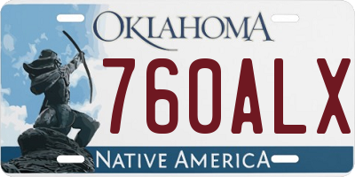 OK license plate 760ALX