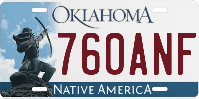 OK license plate 760ANF