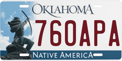 OK license plate 760APA