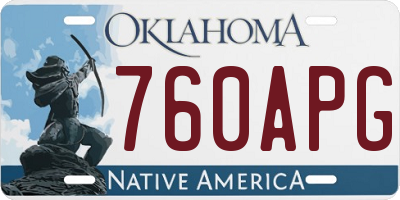 OK license plate 760APG