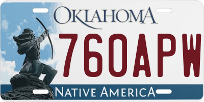 OK license plate 760APW