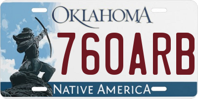 OK license plate 760ARB
