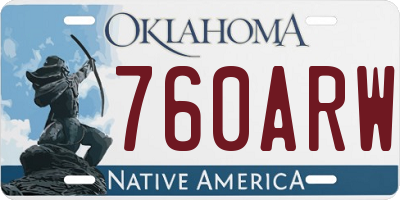 OK license plate 760ARW
