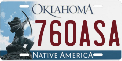 OK license plate 760ASA