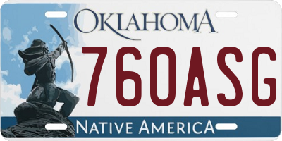 OK license plate 760ASG