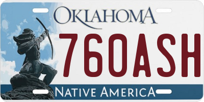 OK license plate 760ASH