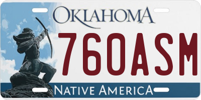 OK license plate 760ASM