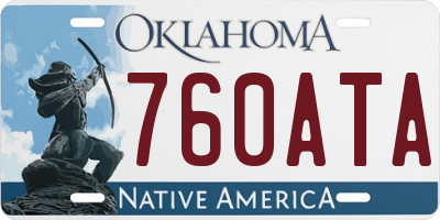 OK license plate 760ATA