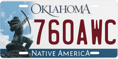 OK license plate 760AWC