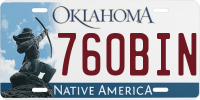 OK license plate 760BIN