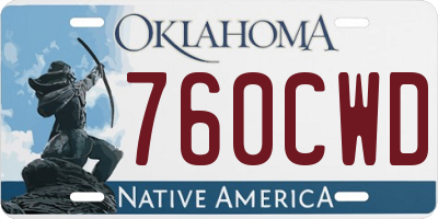 OK license plate 760CWD