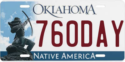 OK license plate 760DAY