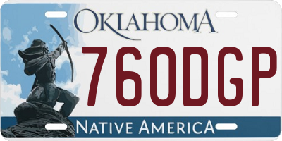 OK license plate 760DGP