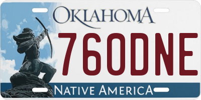 OK license plate 760DNE